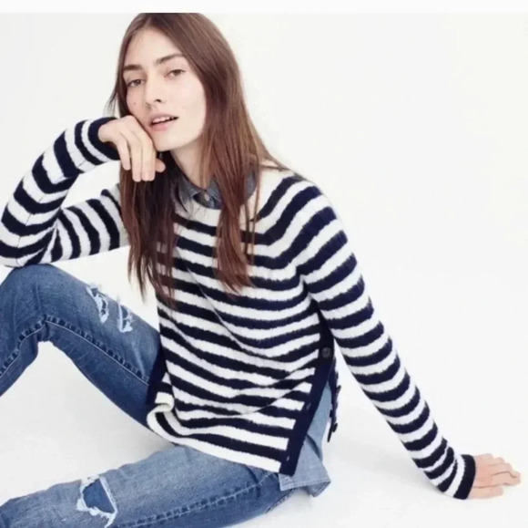 J.Crew Wool Blend Cozy Cable Knit Sweater with Side Button Details(L) - Picture 1 of 10